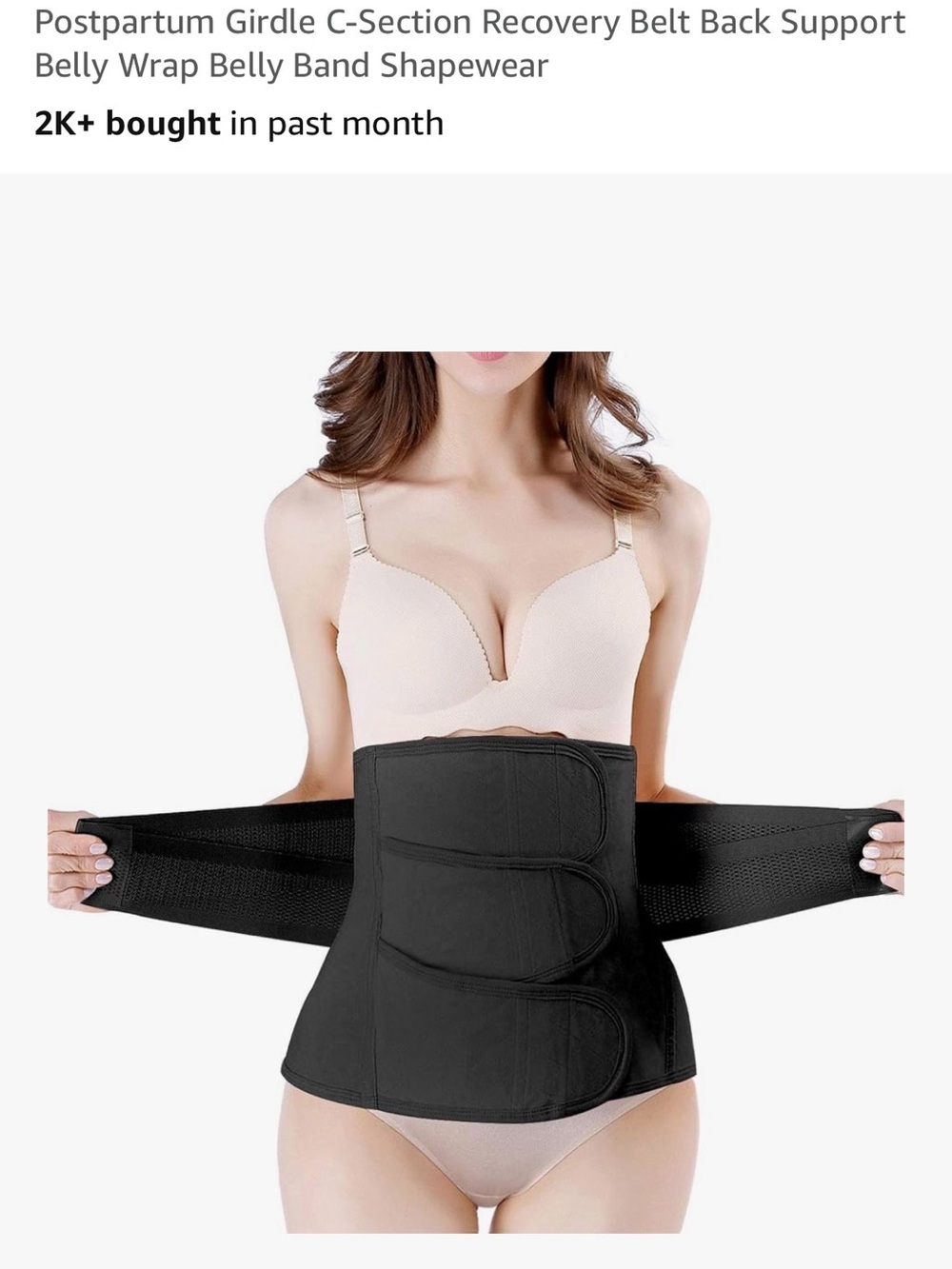 Postpartum C-Section Recovery Waist Belt Shapewear - Black